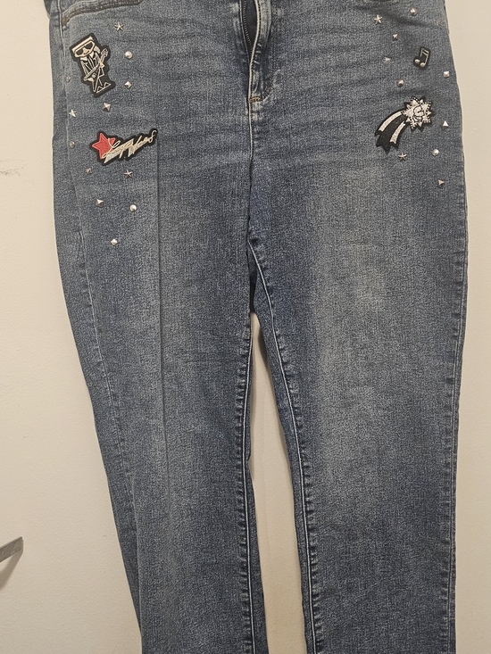 Karl Lagerfeld Denim - Karl Lagerfeld Embellished Skinny Jeans - Blue with Red Accent